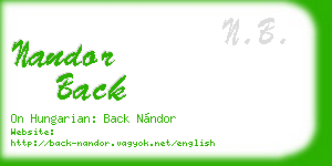 nandor back business card